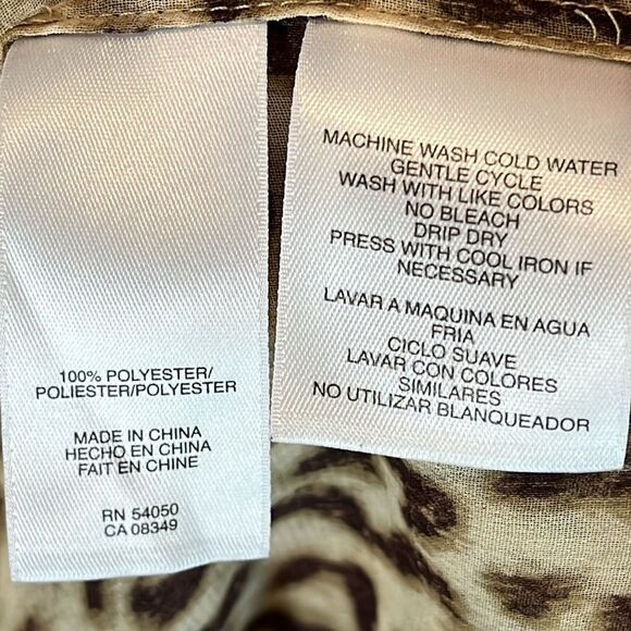 Anne Klein leopard print Long Sleeve Tie Bow Neckline Size Small - Picture 8 of 9